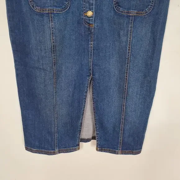 Ramy Brook Monica Button Front Midi Dress Medium Wash Denim Blue USA Size 38 New - Picture 5 of 11